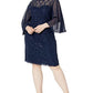 SL Fashions Women's Sequined Lace Dress Blue Size 18W