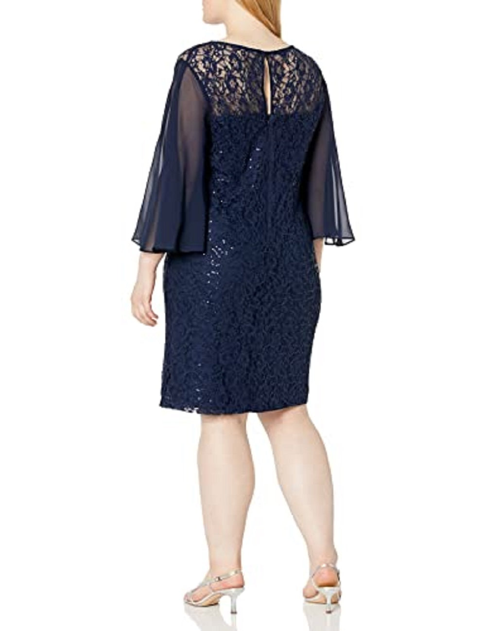 SL Fashions Women's Sequined Lace Dress Blue Size 18W