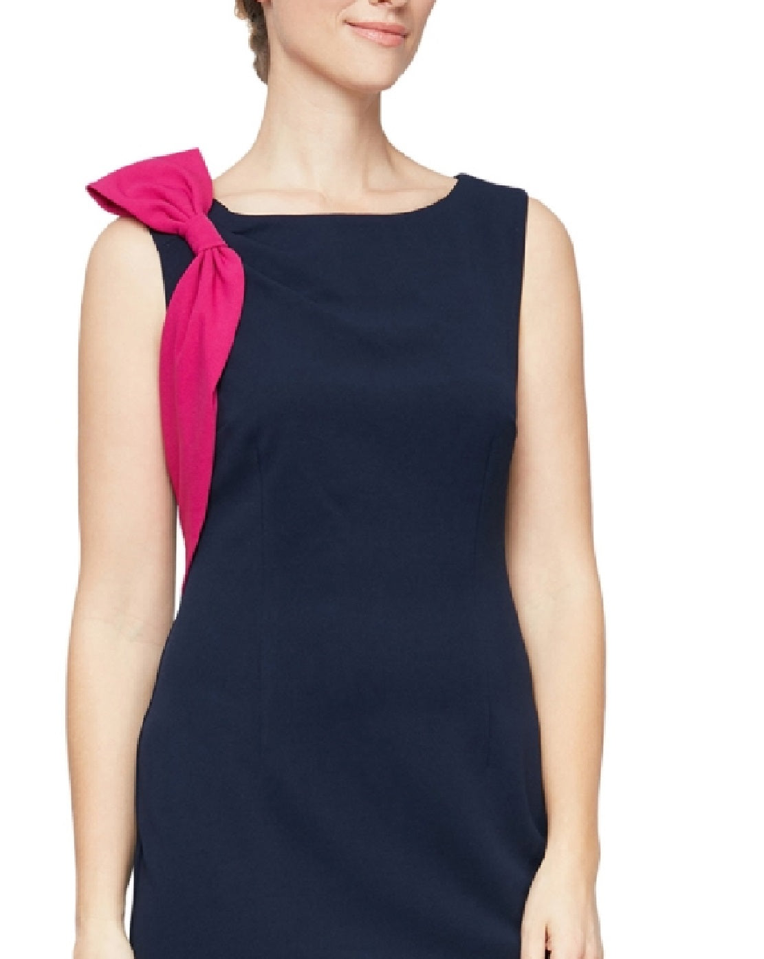 SL Fashions Women's Bow Detail Sheath Dress Blue Size 8