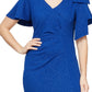 SL Fashions Women's Bow Flutter Sleeve Gown Blue Size 12 Petite