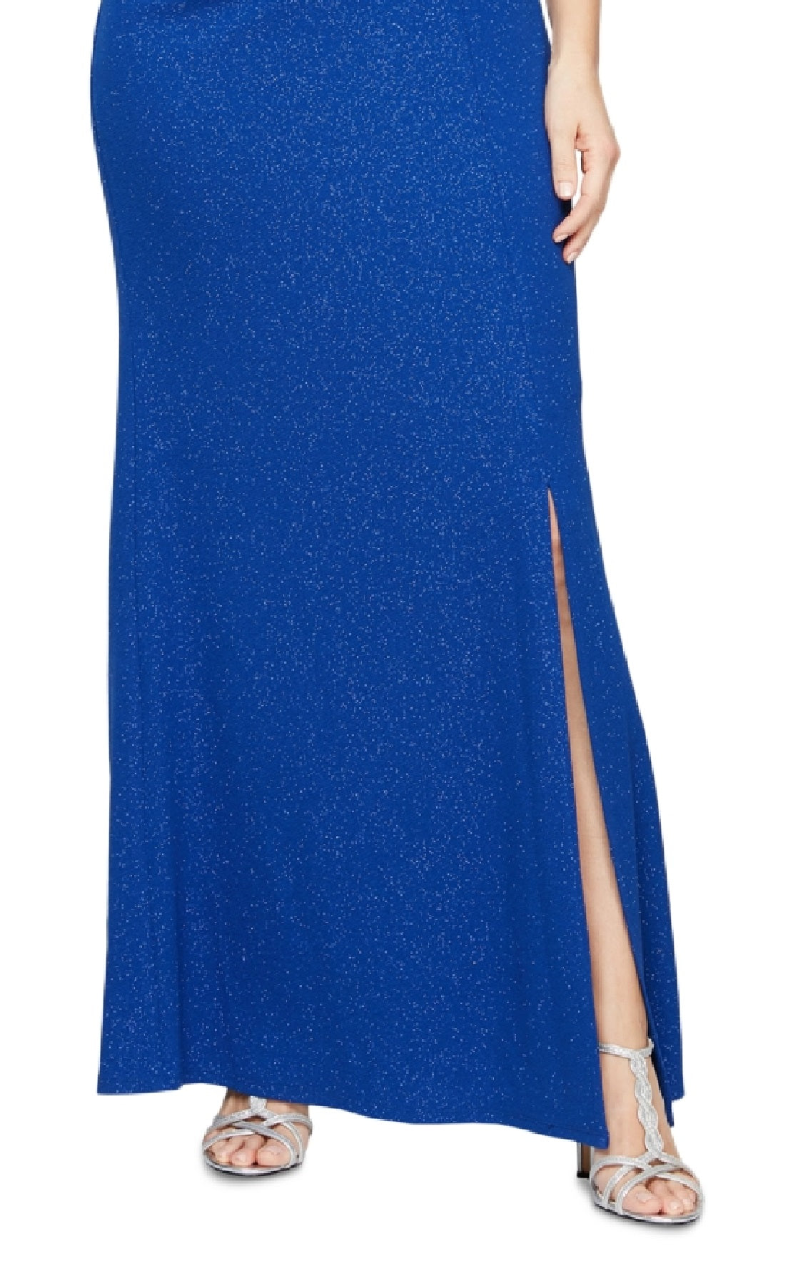 SL Fashions Women's Bow Flutter Sleeve Gown Blue Size 12 Petite