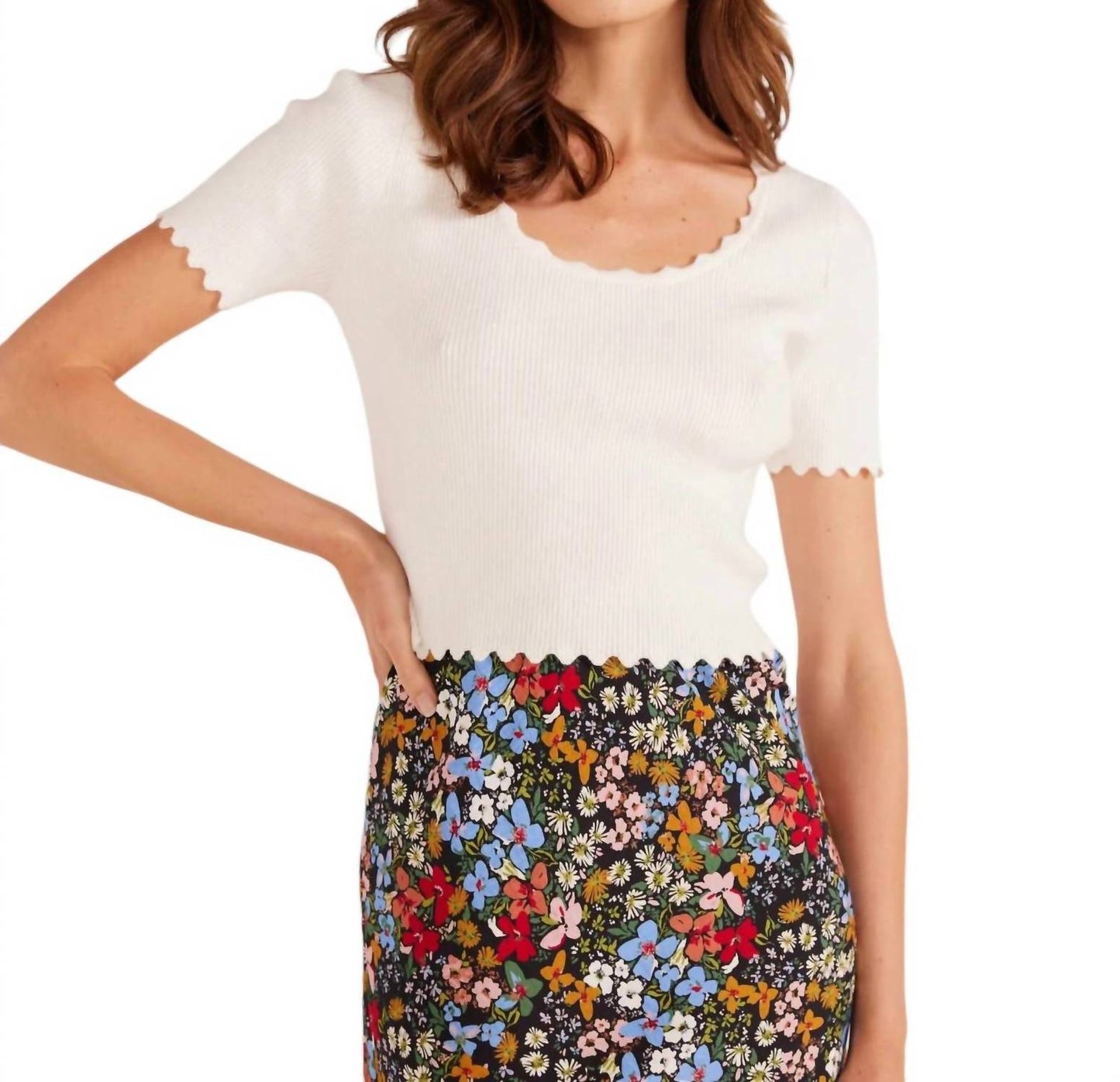 Minkpink - Laura Scallop Knit Tee