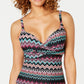 Island Escape Women's Printed Push Up Underwire Tankini Top Swimsuit Black Size 10