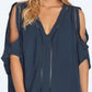 Raisins Junior's Cold Shoulder Caftan Cover Up Swimsuit Blue Size Medium