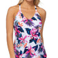 Island Escape Women's Maya Bloom Printed Racerback Tankini Swim Top White Size 8
