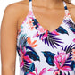 Island Escape Women's Maya Bloom Printed Racerback Tankini Swim Top White Size 8