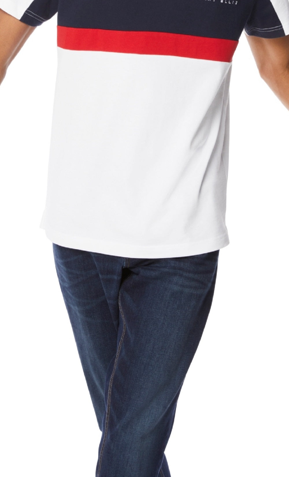Perry Ellis Men's Colour Block Jersey Polo Shirt White Size Medium