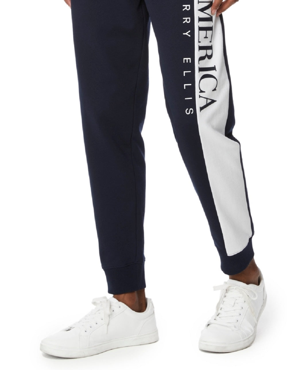 Perry Ellis Men's Embroidered Flag Sweat Pants Blue Size XX-Large