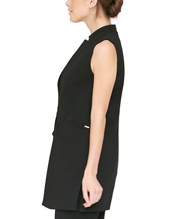 DKNY Women's Sleeveless Lapel Vest Black Size 2