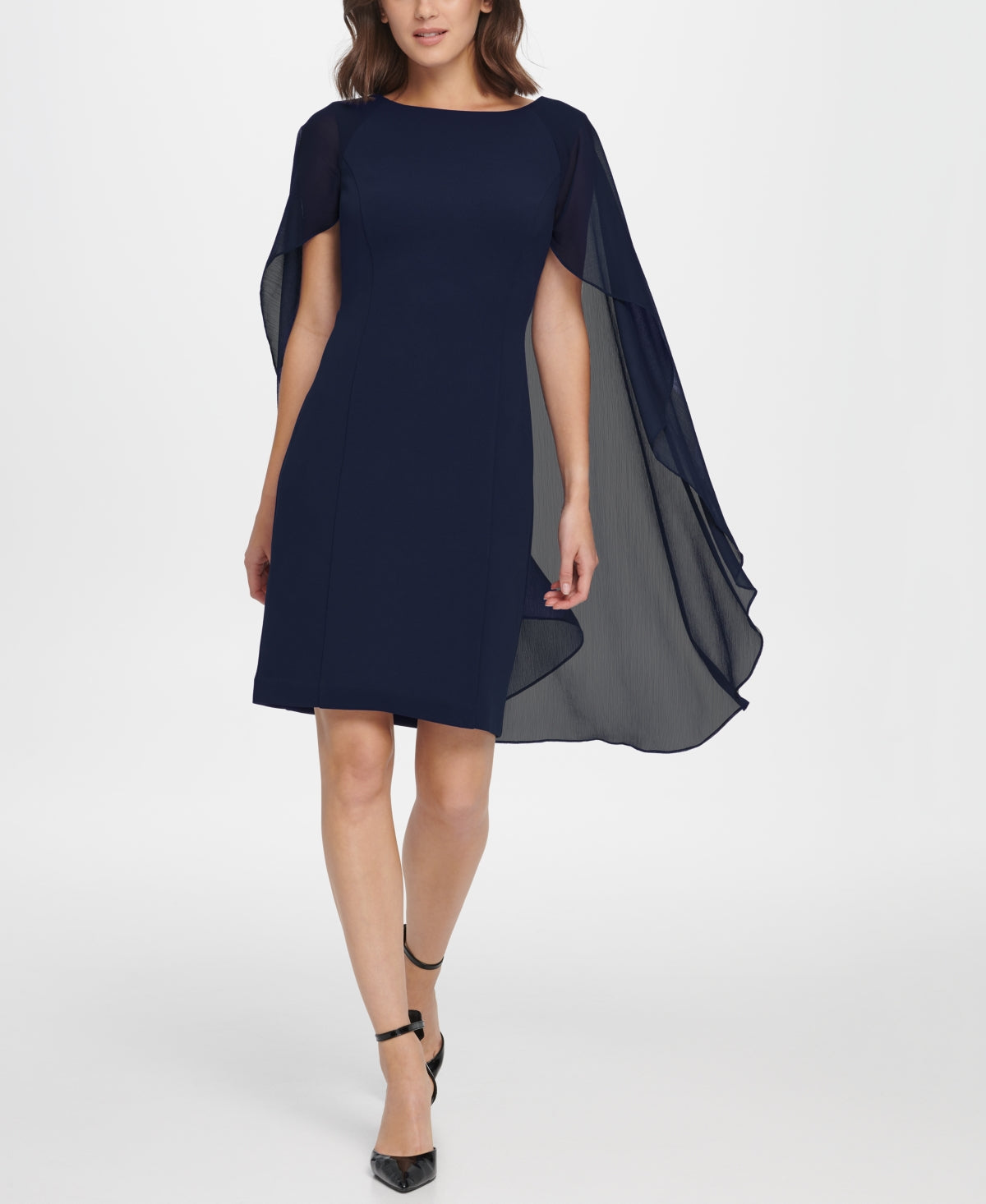 DKNY Women's Sheath With Chiffon Split Sleeves Blue Size 6