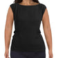 DKNY Women's Boatneck Cap Sleeve Blouse Black Size Medium