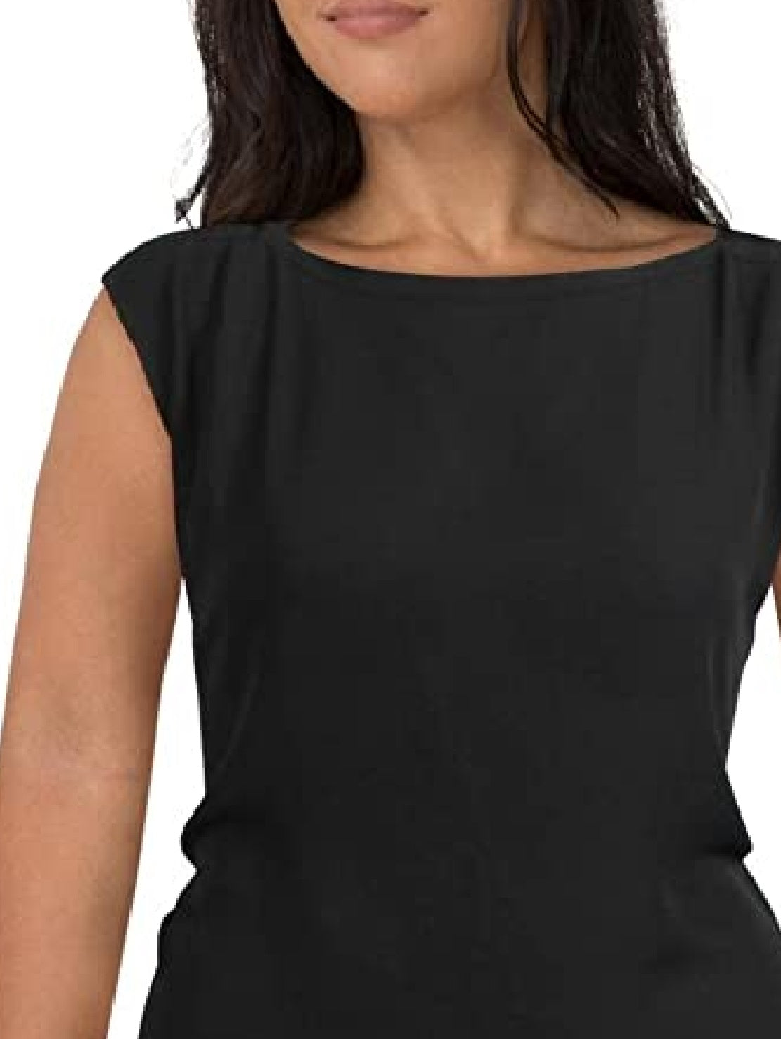 DKNY Women's Boatneck Cap Sleeve Blouse Black Size Medium