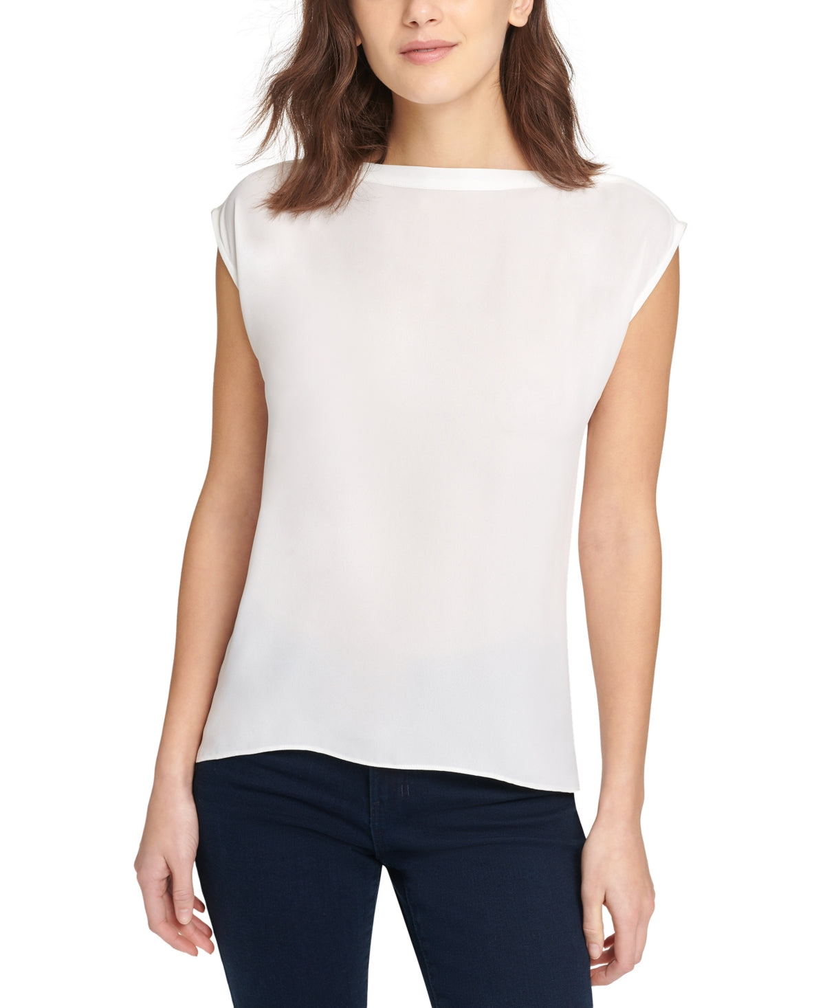 DKNY Women's Boatneck Cap Sleeve Blouse Black Size Medium
