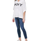 DKNY Women's Logo Poncho Hooded Sweatshirt White Size Medium