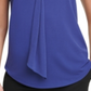 DKNY Women's Sleeveless Tie Neck Keyhole Back Blouse Blue Size Large