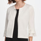 DKNY Women's Ruffled 3/4 Sleeve Open Cardigan Sweater White Size Large