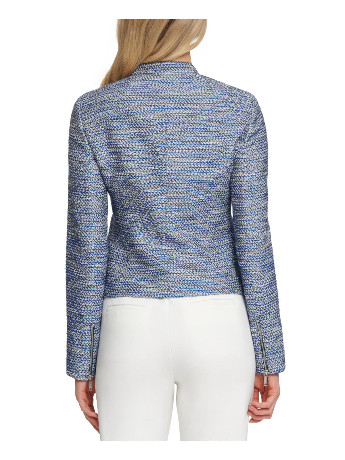 DKNY Women's Zipper Business Tweed Jacket Blue Size 14