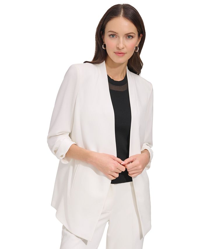 DKNY Women's Essential Open Front Jacket White Size Large