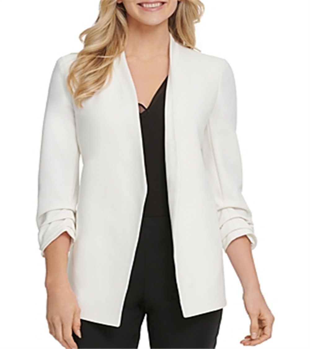 DKNY Women's Essential Open Front Jacket White Size Large