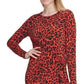DKNY Women's Animal Print Knot Front Dress Red Size Medium