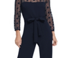 DKNY Women's 3/4 Sleeve Wide Leg Evening Jumpsuit Blue Size 14
