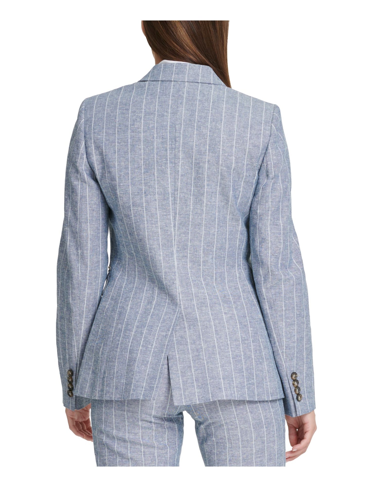 DKNY Women's Pinstripe One Button Blazer Blue Size 2