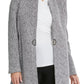 DKNY Women's Notch Neck D Ring Knit Topper Jacket White Size 8