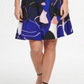 DKNY Women's Abstract Print Pleat Neck Fit & Flare Dress Blue Size 14