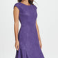 DKNY Women's Cap Sleeve Knee Length Fit Flare Dress Purple Size 10