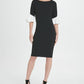DKNY Women's Bell Sleeve Jewel Neck Below The Knee Body Con Formal Dress Black Size 8