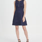 DKNY Women's Suede Zip Fit Flare Dress Blue Size 4