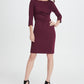 DKNY Women's Ruffled 3/4 Sleeve Jewel Neck Above the Knee Sheath Wear to Work Dress Red Size 14