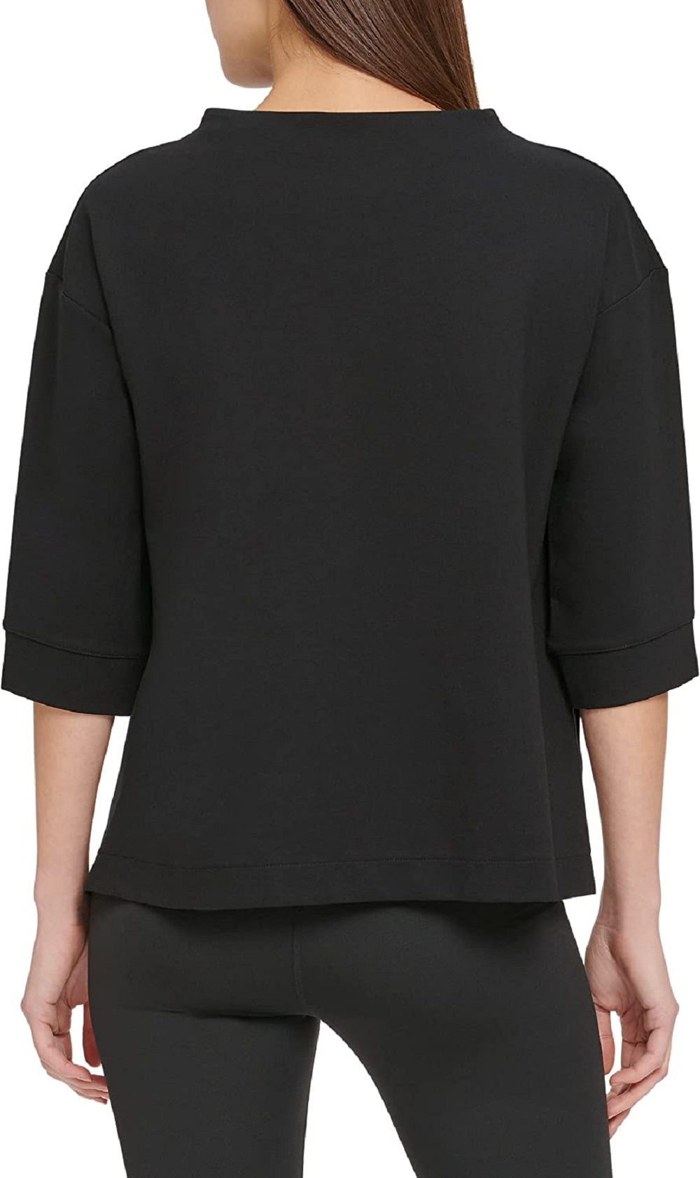 DKNY Women's Techno Knit Stacked Logo Sweatshirt Black Size Small