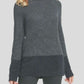 DKNY Women's Faux Fur Printed Long Sleeve Crew Neck Sweater Gray Size Small