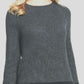 DKNY Women's Faux Fur Printed Long Sleeve Crew Neck Sweater Gray Size Small