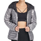 DKNY Women's Pocketed Zip Up Jacket Gray Size Medium