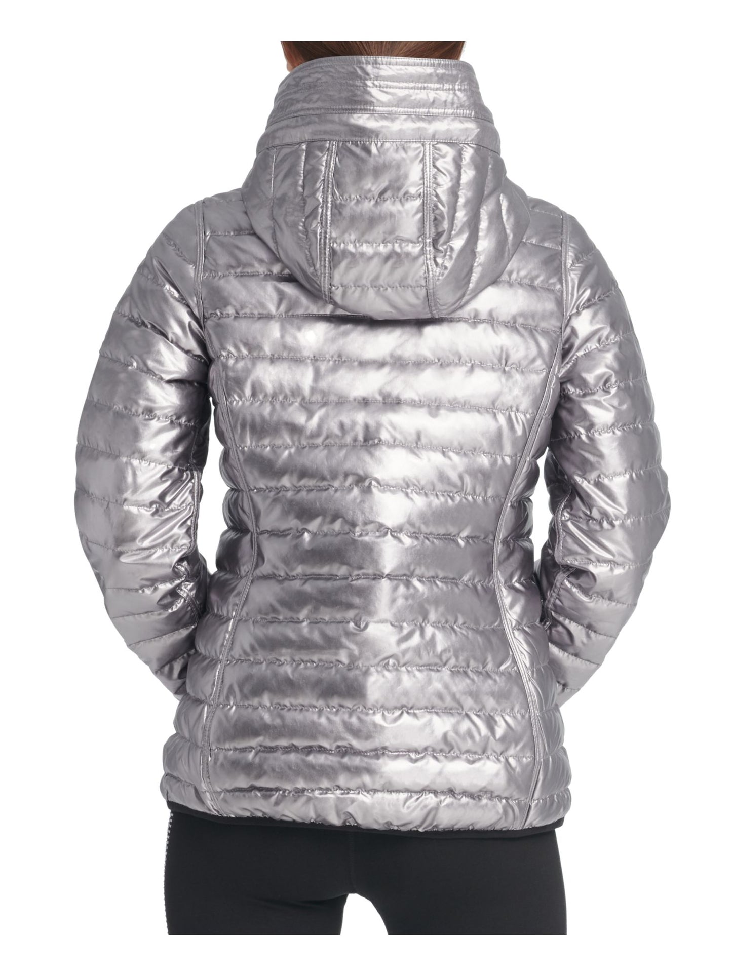 DKNY Women's Pocketed Zip Up Jacket Gray Size Medium