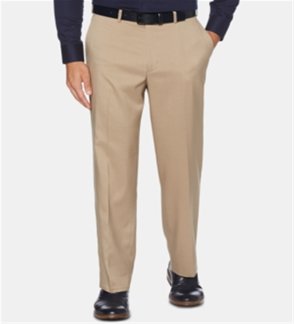 Perry Ellis Men's Portfolio Slim Fit Performance Stretch Crosshatch Dress Pants Brown Size 44X29