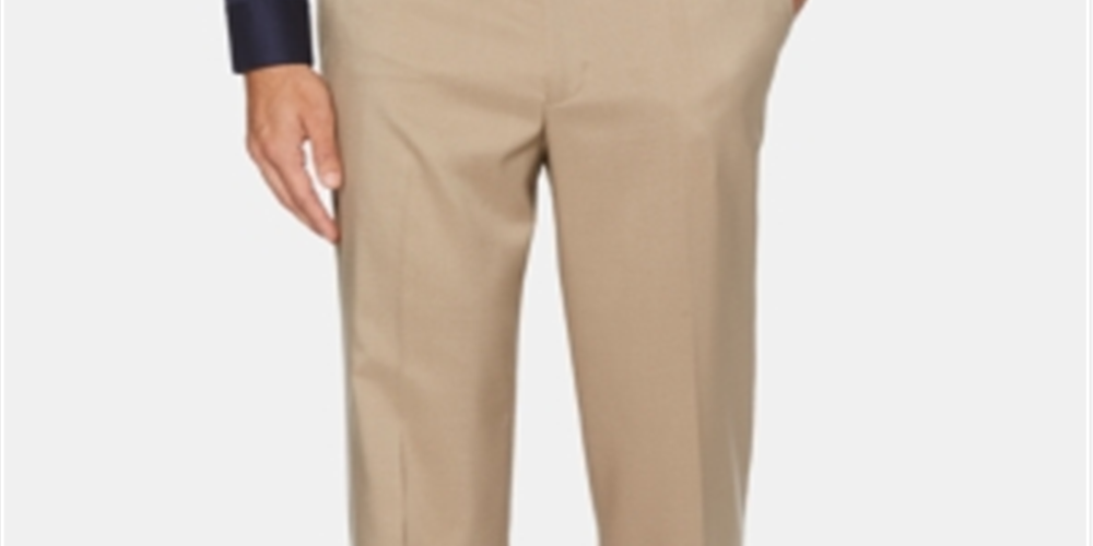 Perry Ellis Men's Portfolio Slim Fit Performance Stretch Crosshatch Dress Pants Brown Size 44X29