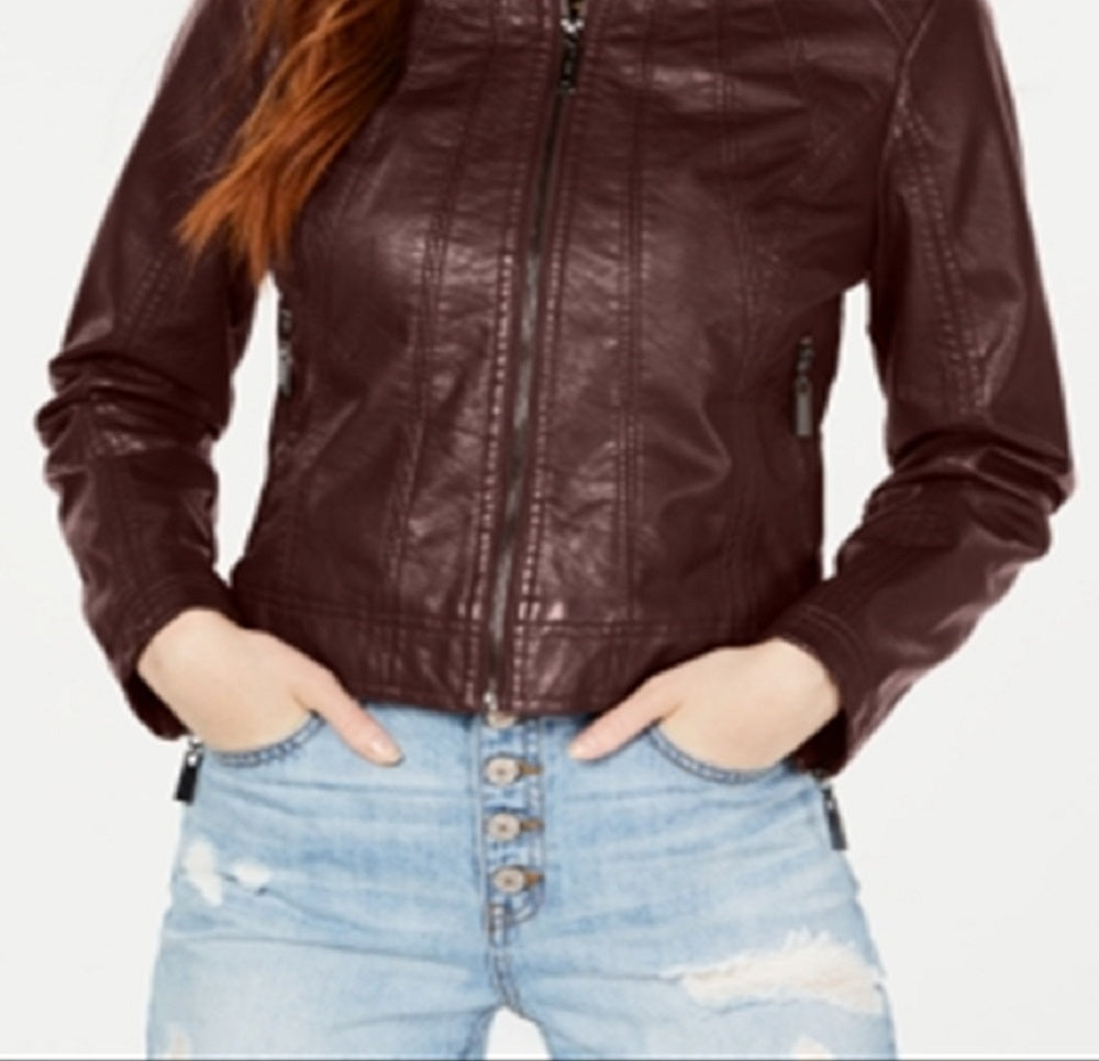 Jou Jou Junior's Faux Leather Jacket Brown Size X-Large