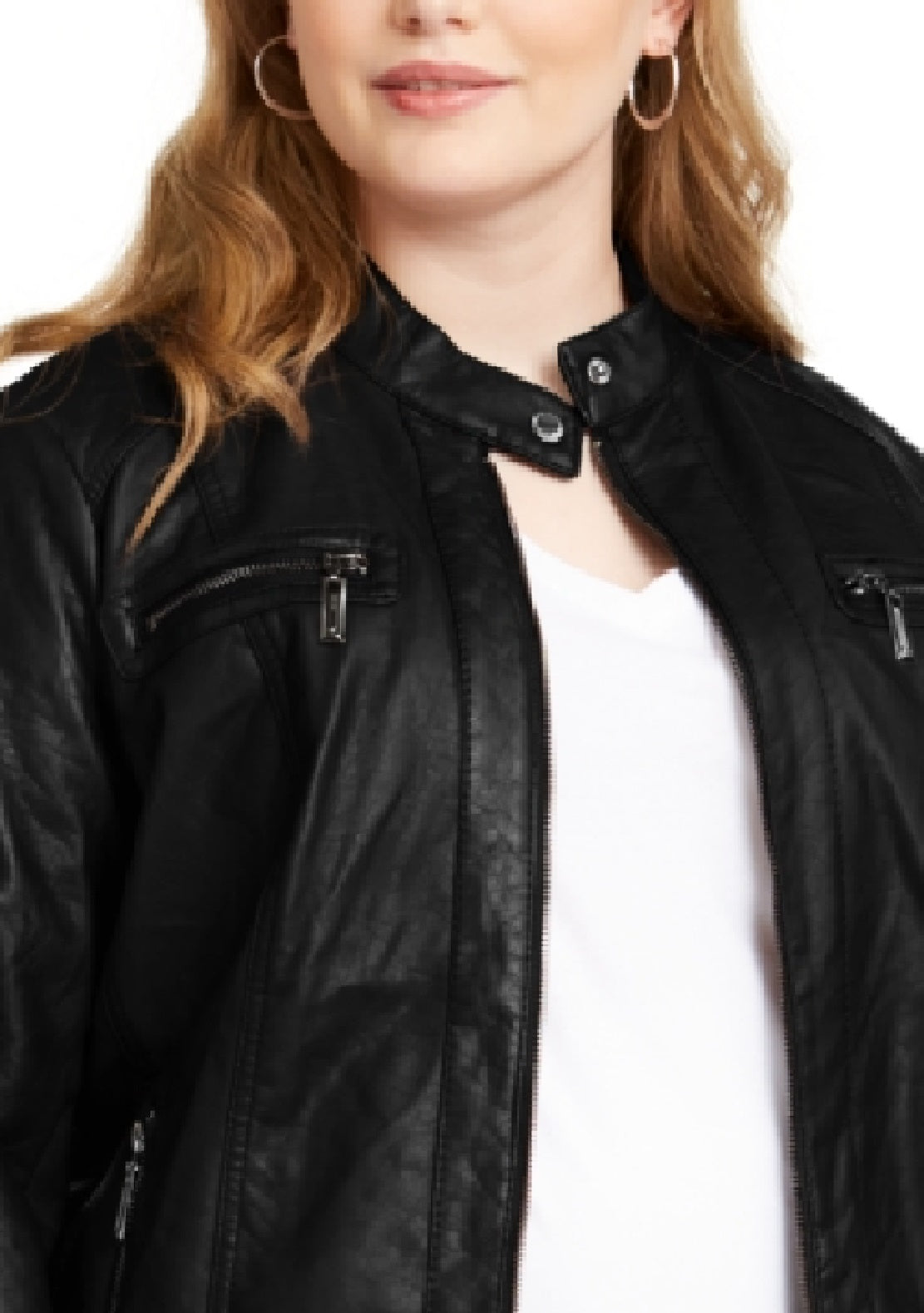 Jou Jou Women's Faux Leather Moto Jacket Black Size X-Large