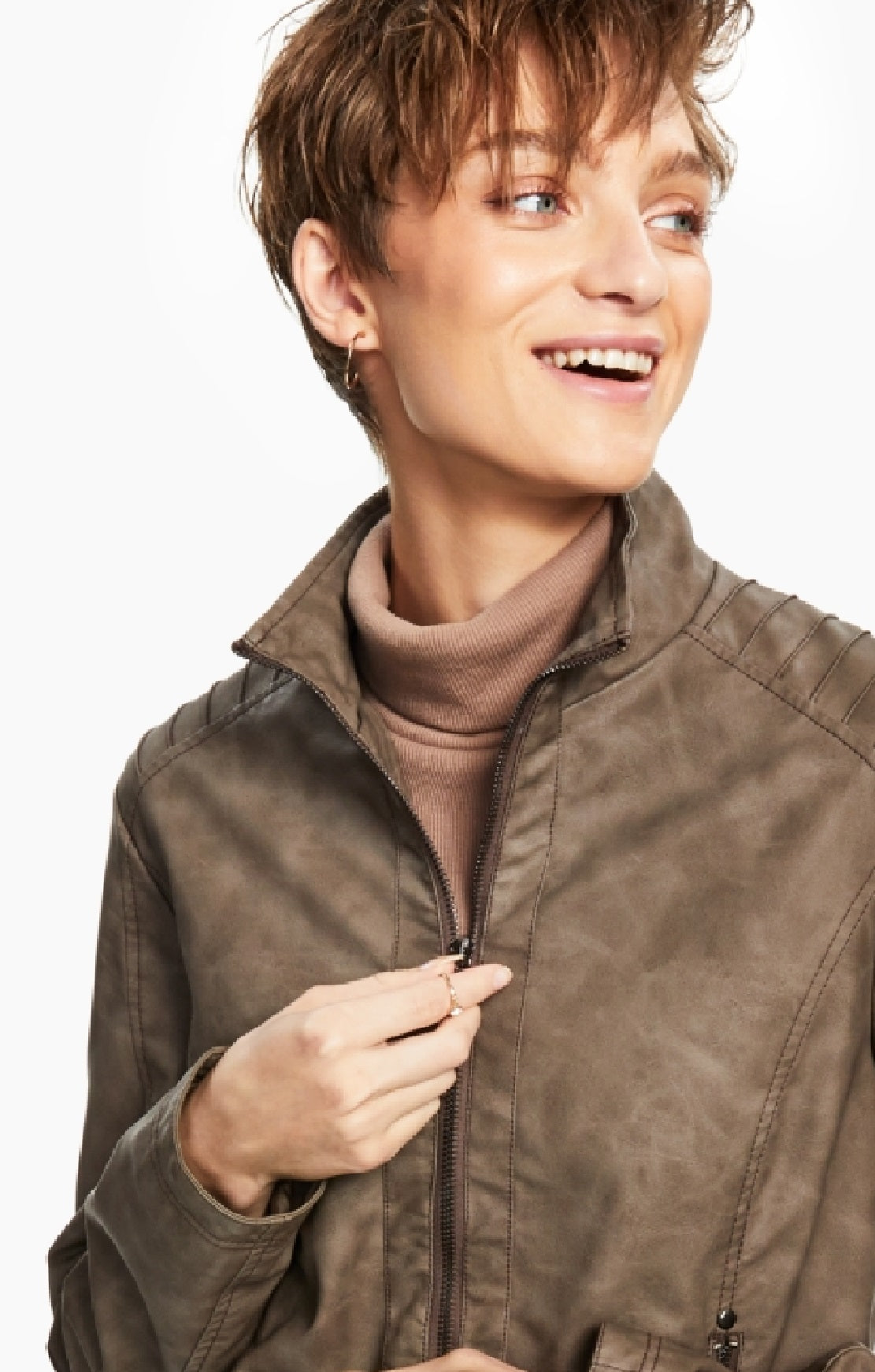 Jou Jou Junior's Faux Leather Jacket Brown Size Small