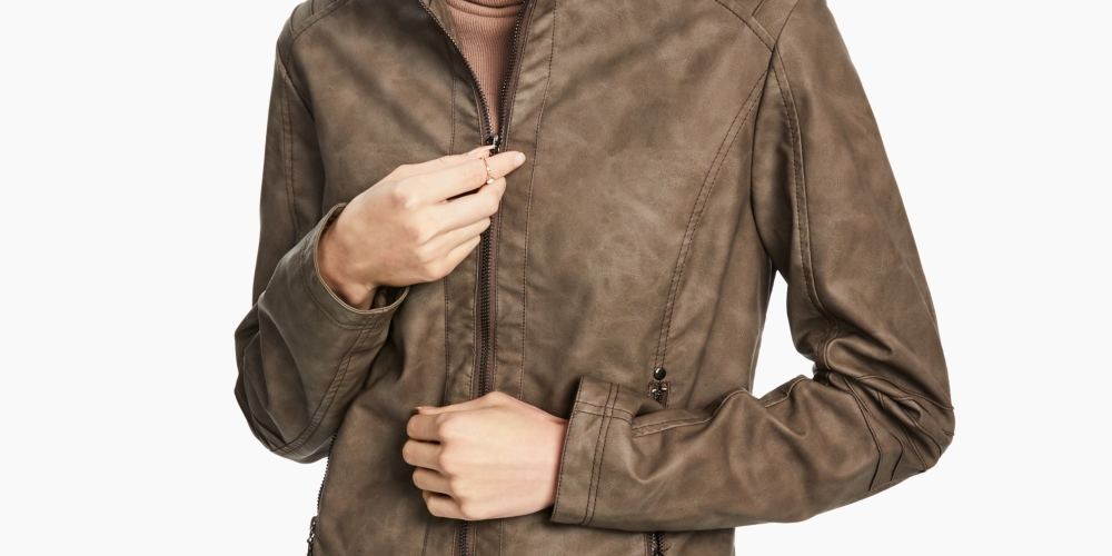 Jou Jou Junior's Faux Leather Jacket Brown Size Medium