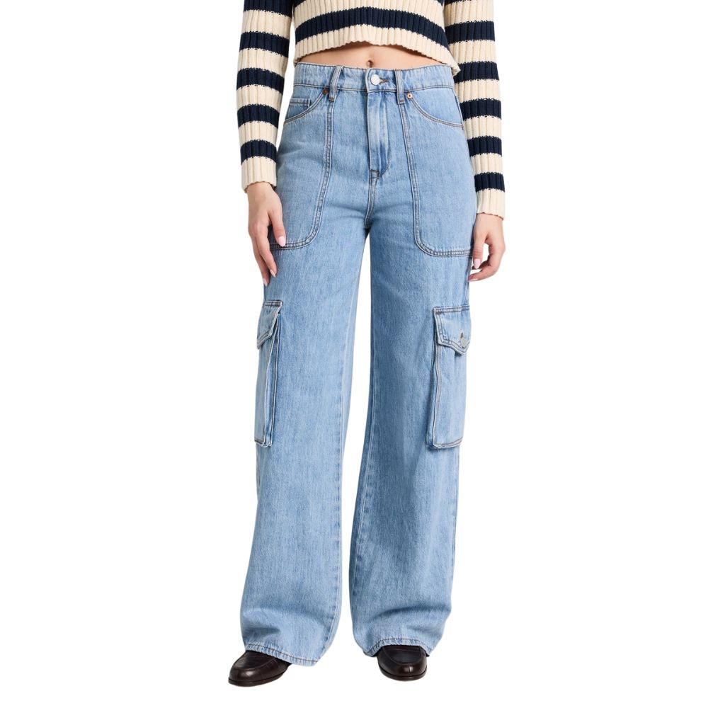 Blanknyc High Rise Wide Leg Cargo Jeans in All Heart Blue