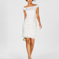 Adrianna Papell Women's Off The Shoulder Beaded Sheath Dress White Size 2