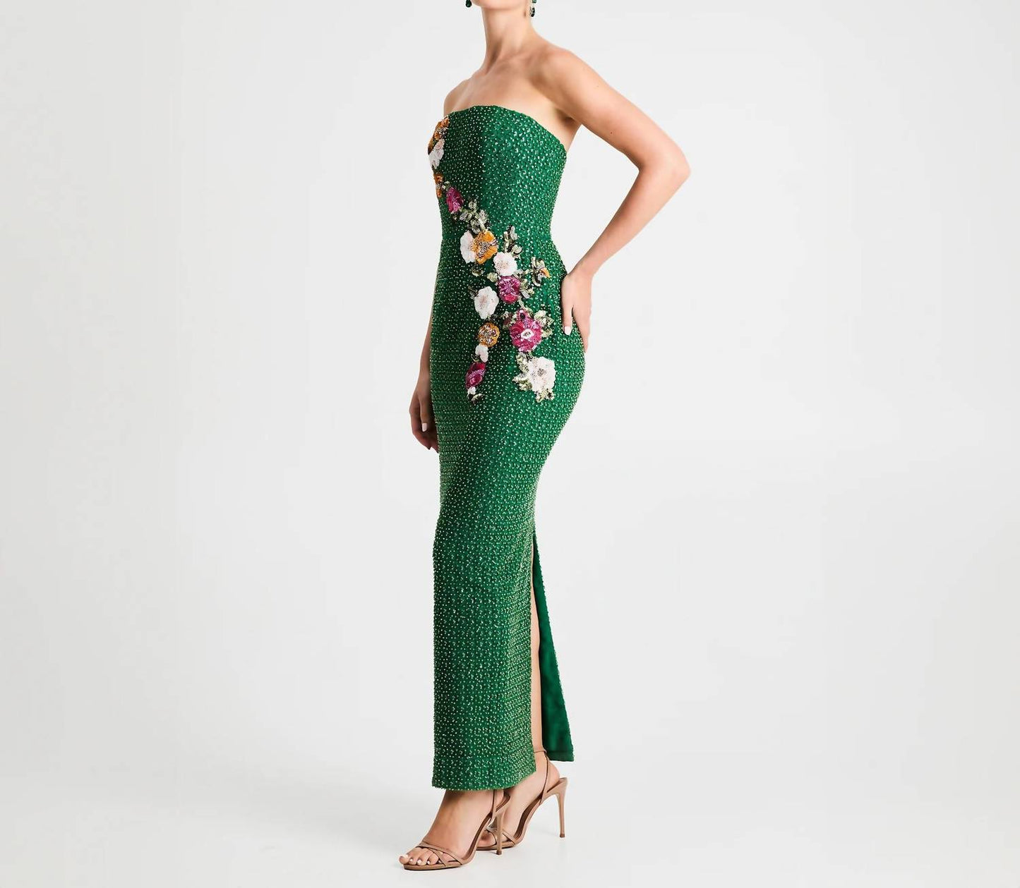Helsi - Silvia Strapless Beaded Floral Gown