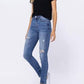 Judy Blue - Embroidered Pocket Skinny Distressed Jeans