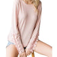 7Th Ray - Waffle Knit Lace Sleeve Top