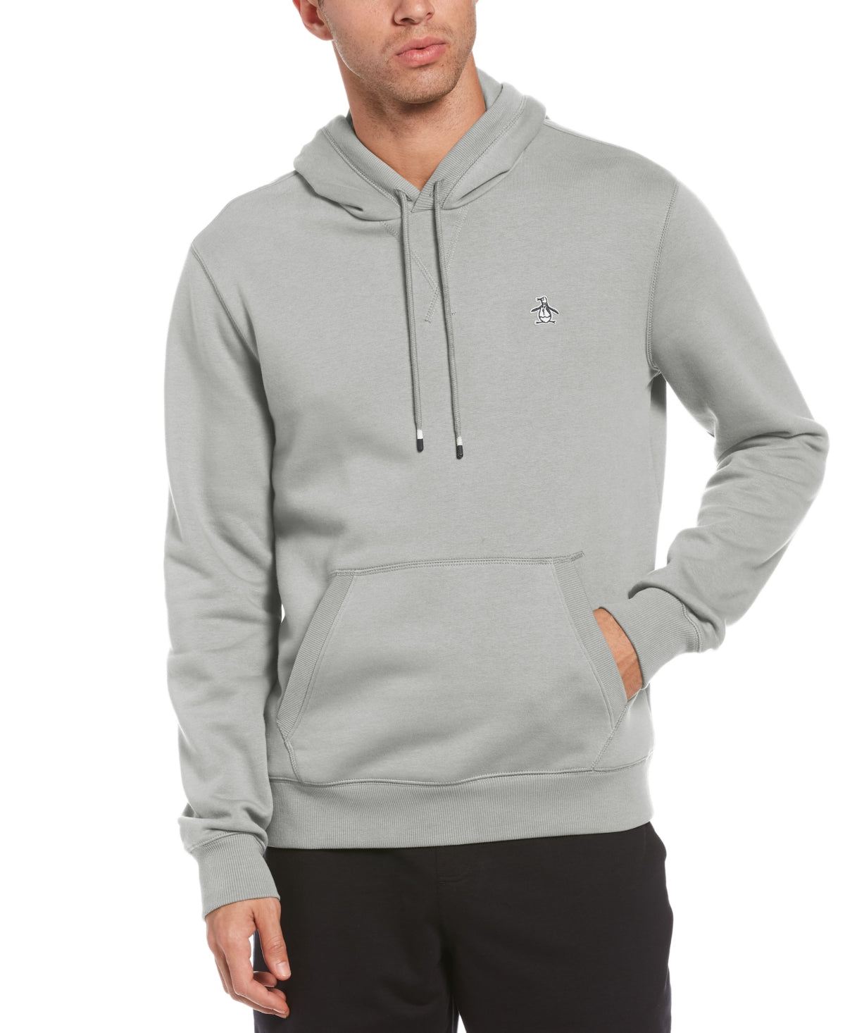 Original Penguin Men's Slim Fit Solid Fleece Hoodie Sweatshirt Gray Size Medium