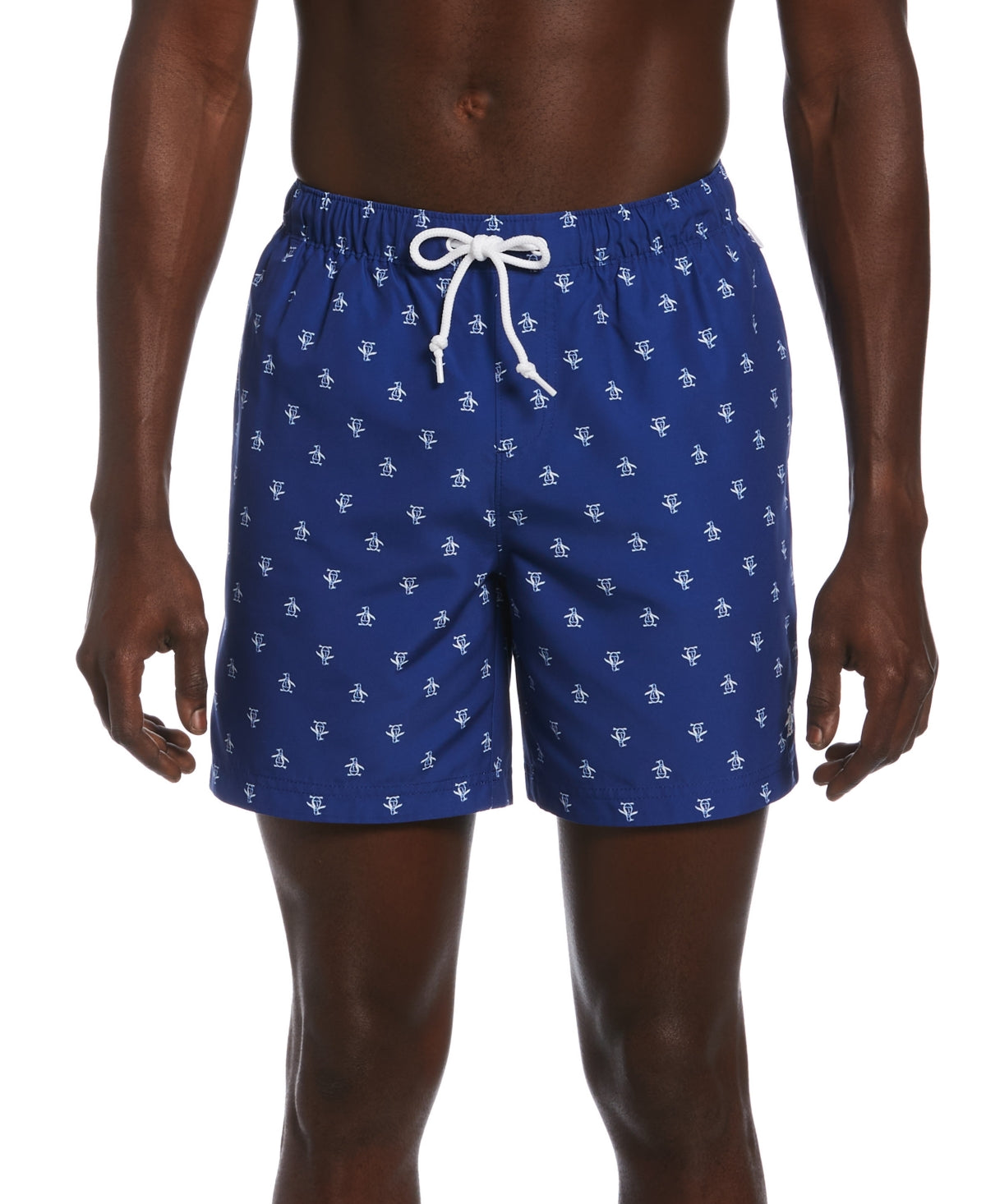 Original Penguin Men's Pete Print Swim Shorts Blue Size Medium